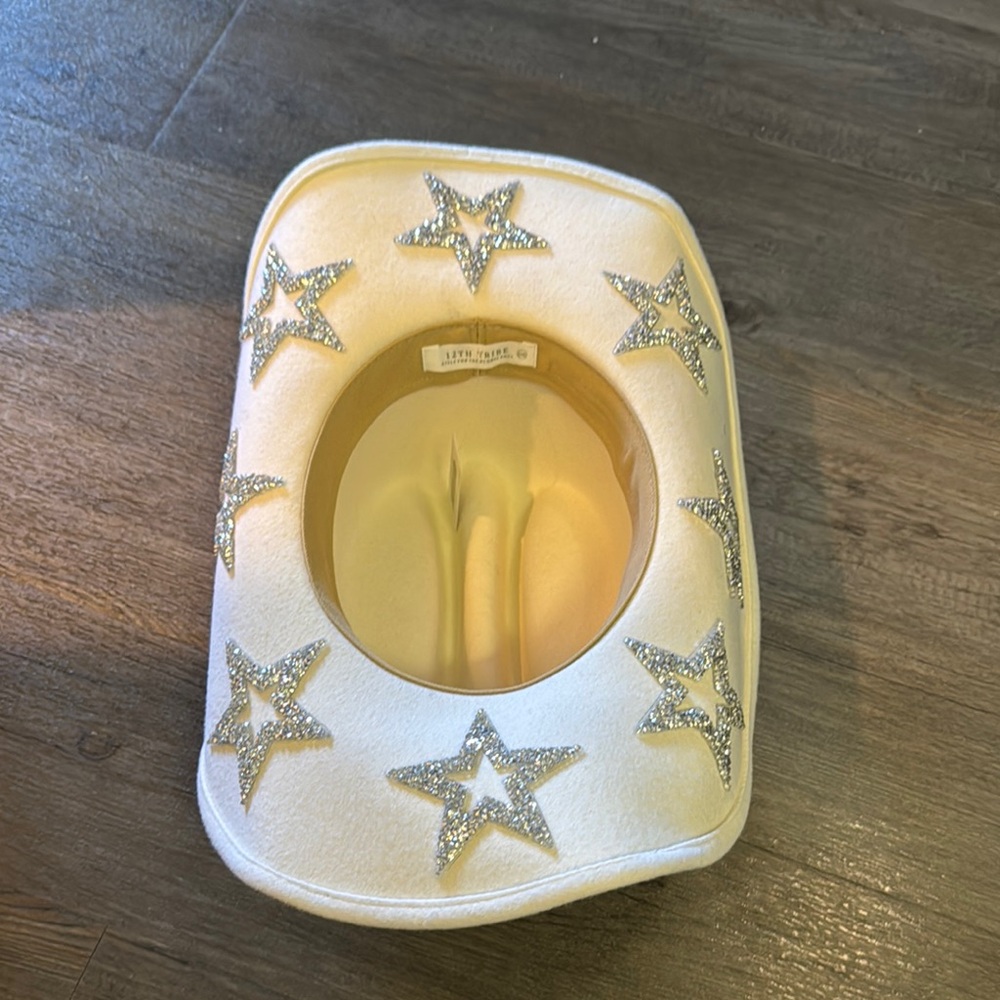 12th Tribe White Cowboy Hat with Silver Star Accents